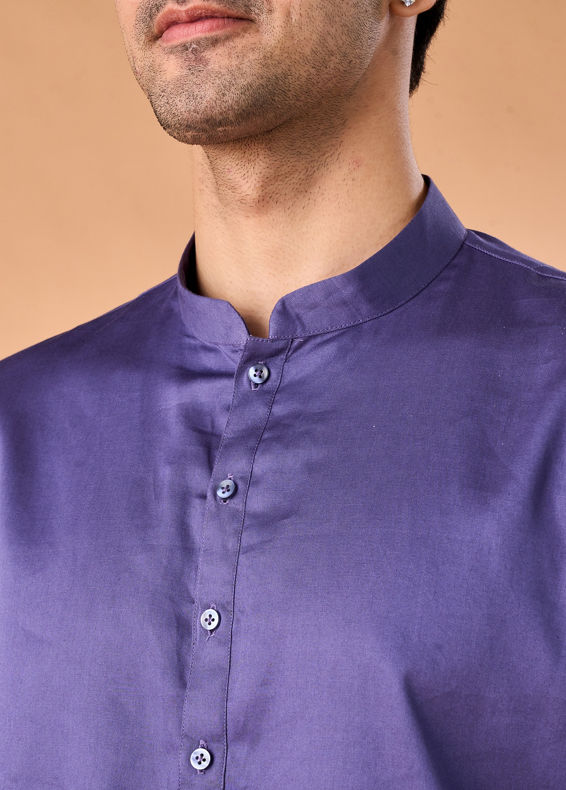 Manyavar Men Purple Glory Cotton Kurta Pajama