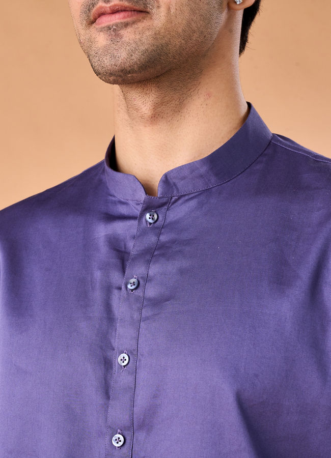 Manyavar Men Purple Glory Cotton Kurta Pajama