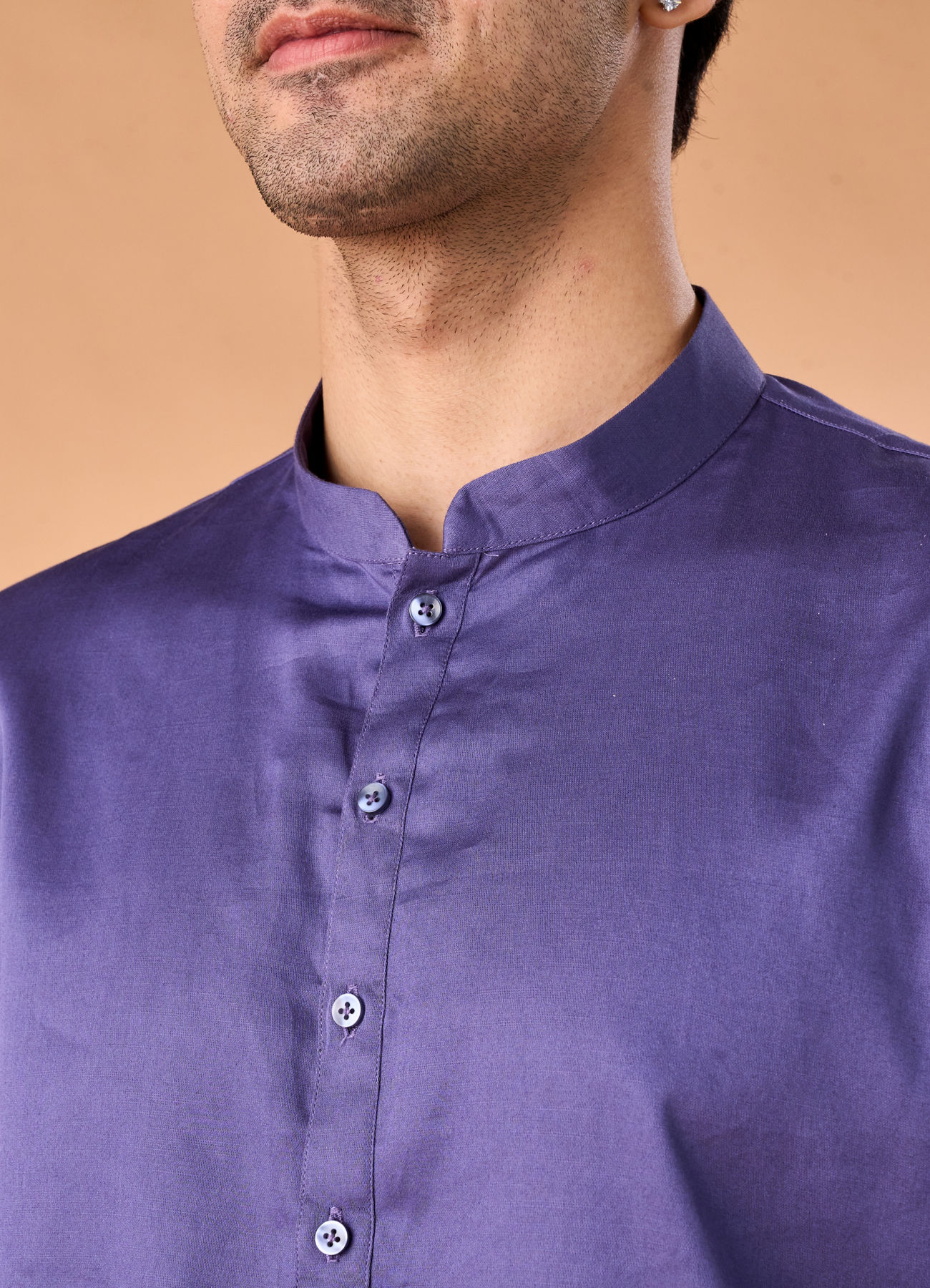 Manyavar Men Purple Glory Cotton Kurta Pajama