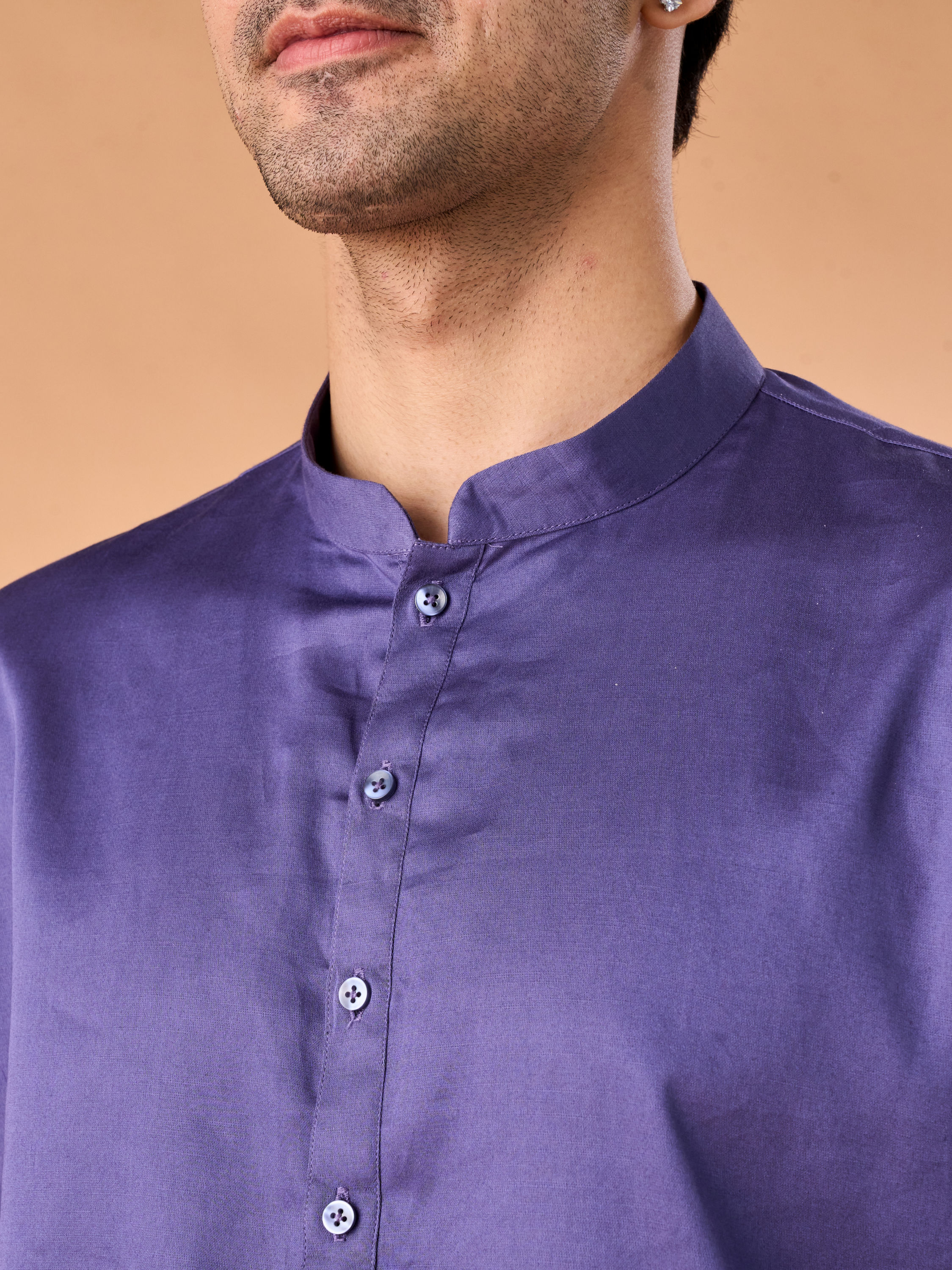 Manyavar Men Purple Glory Cotton Kurta Pajama