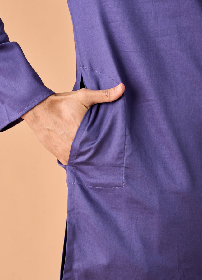 Manyavar Men Purple Glory Cotton Kurta Pajama