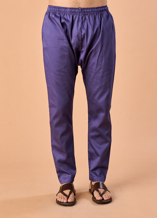 Manyavar Men Purple Glory Cotton Kurta Pajama