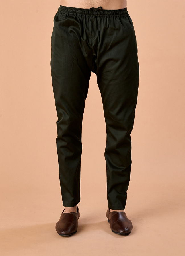 Manyavar Men Festive Mirth Dark Green Kurta Pajama