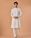 Manyavar Men Warm White Cotton Kurta Pajama
