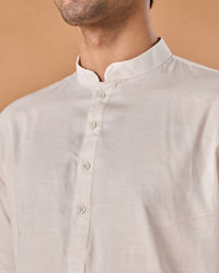 Manyavar Men Warm White Cotton Kurta Pajama
