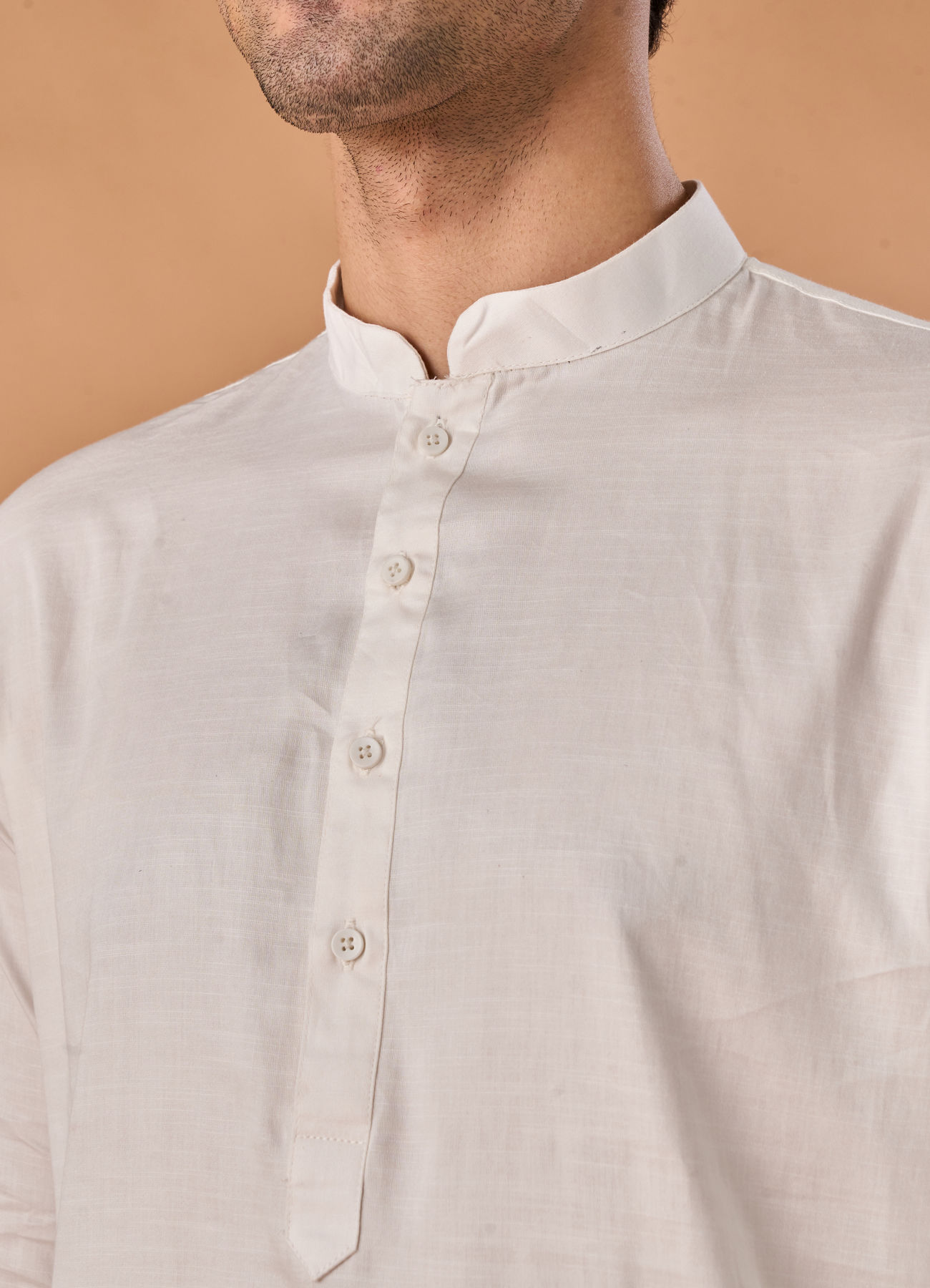 Manyavar Men Warm White Cotton Kurta Pajama