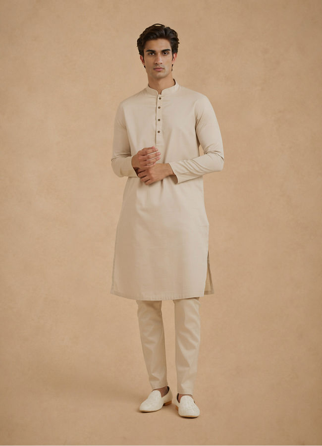 Manyavar Men Regal Beige Kurta Pajama
