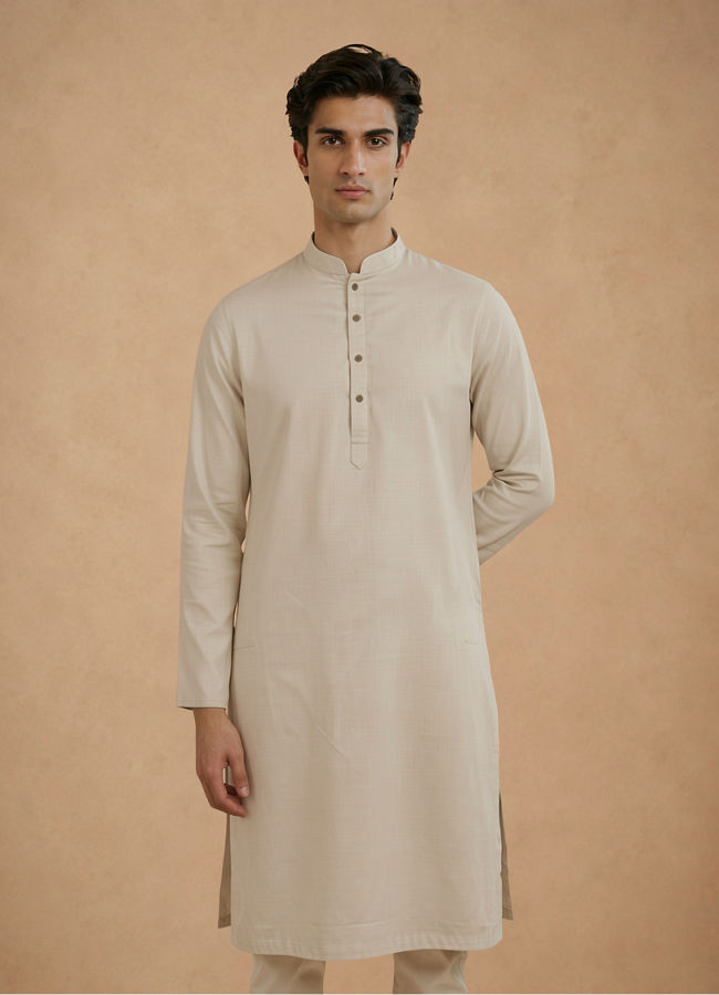Manyavar Men Regal Beige Kurta Pajama