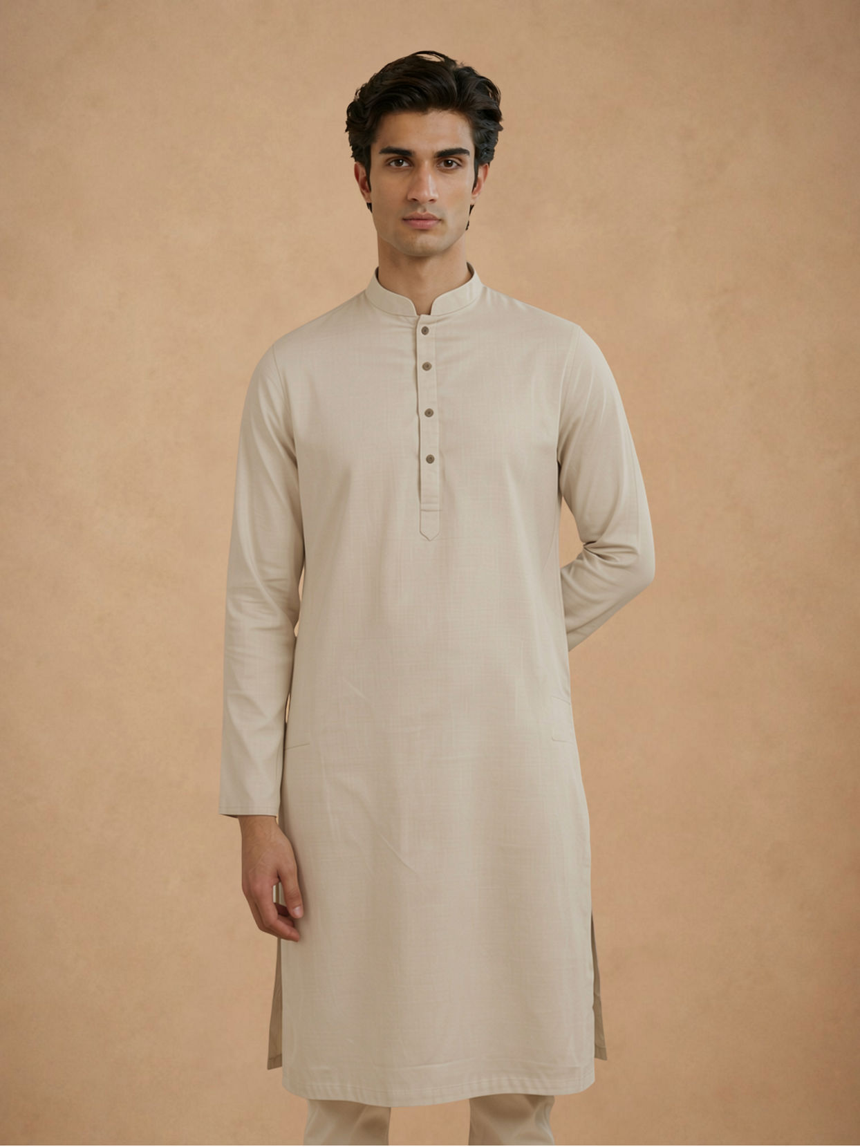 Manyavar Men Regal Beige Kurta Pajama