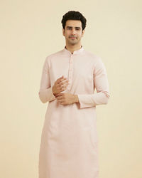 Manyavar Men Dusty Pink Cotton Ensemble Kurta Pajama