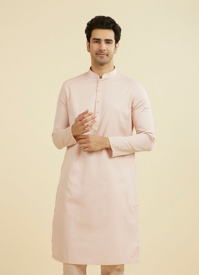 Manyavar Men Dusty Pink Cotton Ensemble Kurta Pajama