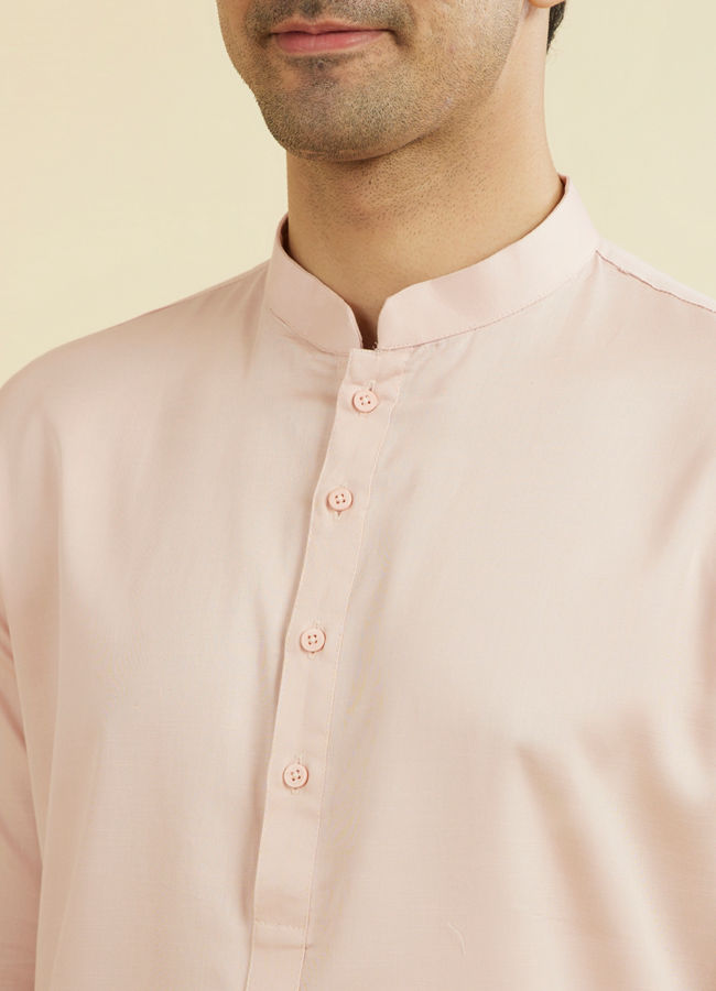 Manyavar Men Dusty Pink Cotton Ensemble Kurta Pajama