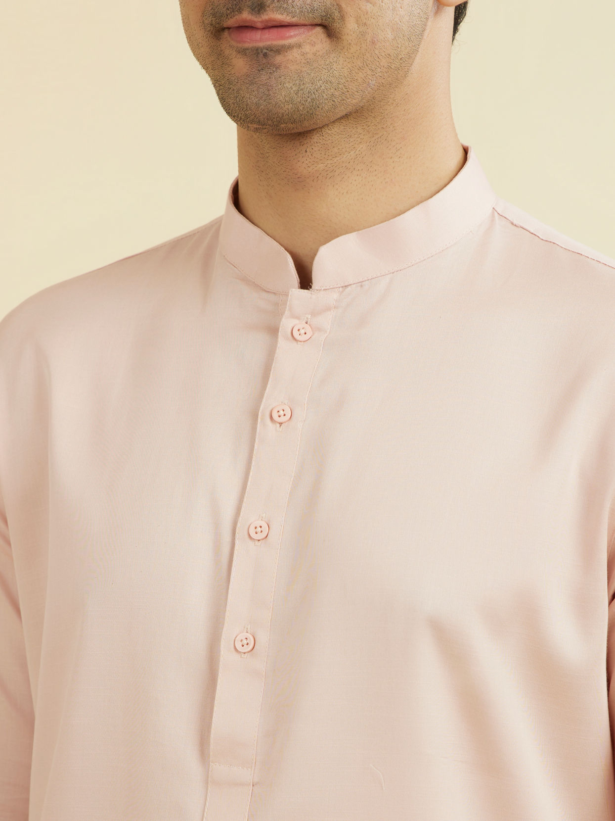 Manyavar Men Dusty Pink Cotton Ensemble Kurta Pajama