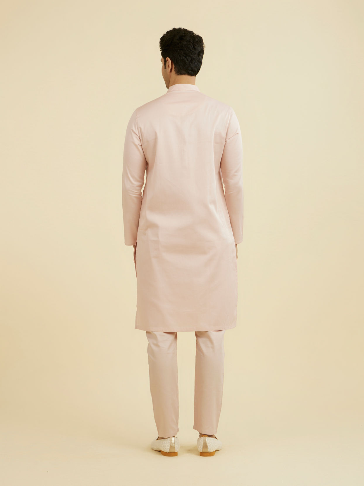 Manyavar Men Dusty Pink Cotton Ensemble Kurta Pajama