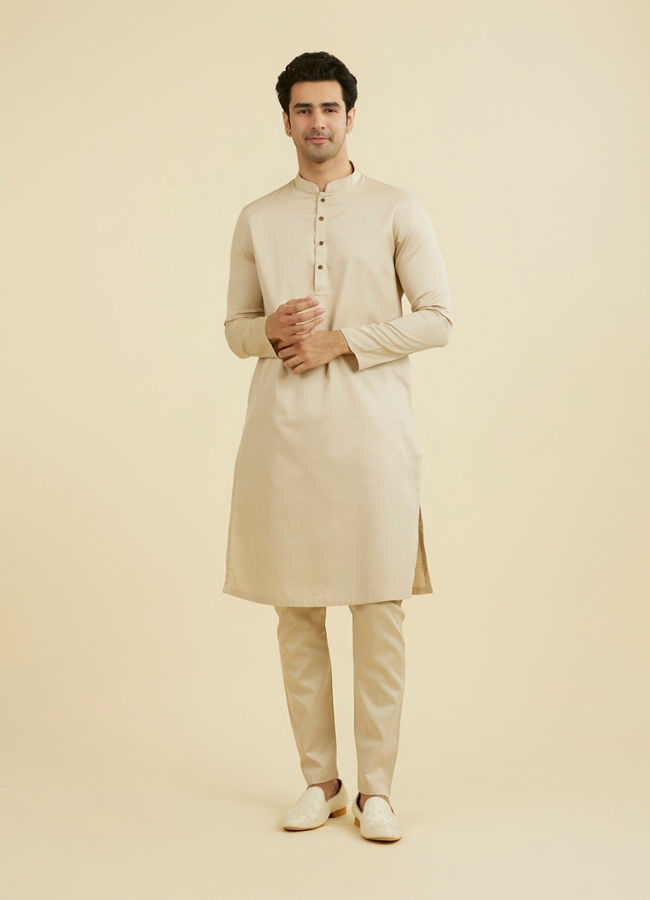Manyavar Men Regal Beige Kurta Pajama