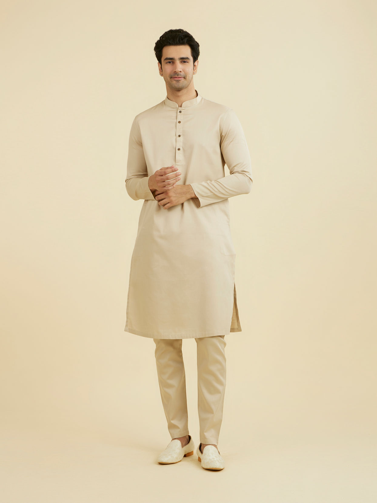 Manyavar Men Regal Beige Kurta Pajama
