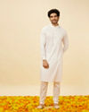 Manyavar Men Soft Cream Classic Bandhgala Kurta Set