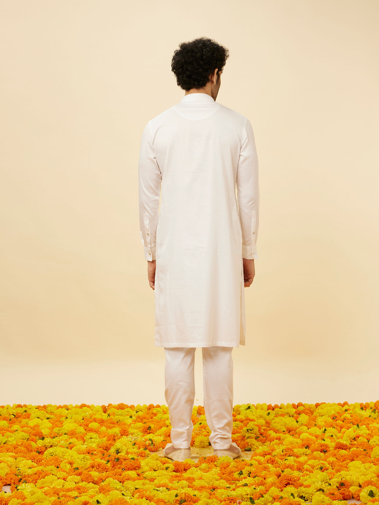 Manyavar Men Soft Cream Classic Bandhgala Kurta Set