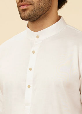 alt message - Manyavar Men Soft Cream Classic Bandhgala Kurta Set image number 1