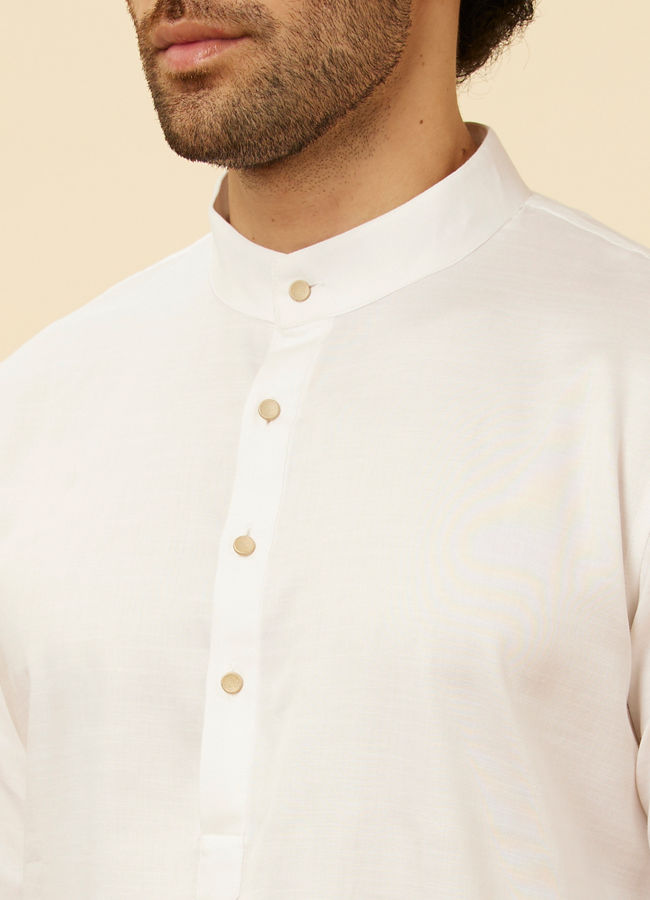 alt message - Manyavar Men Soft Cream Classic Bandhgala Kurta Set image number 1