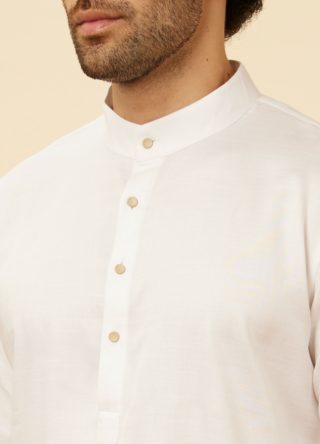 Manyavar Men Soft Cream Classic Bandhgala Kurta Set