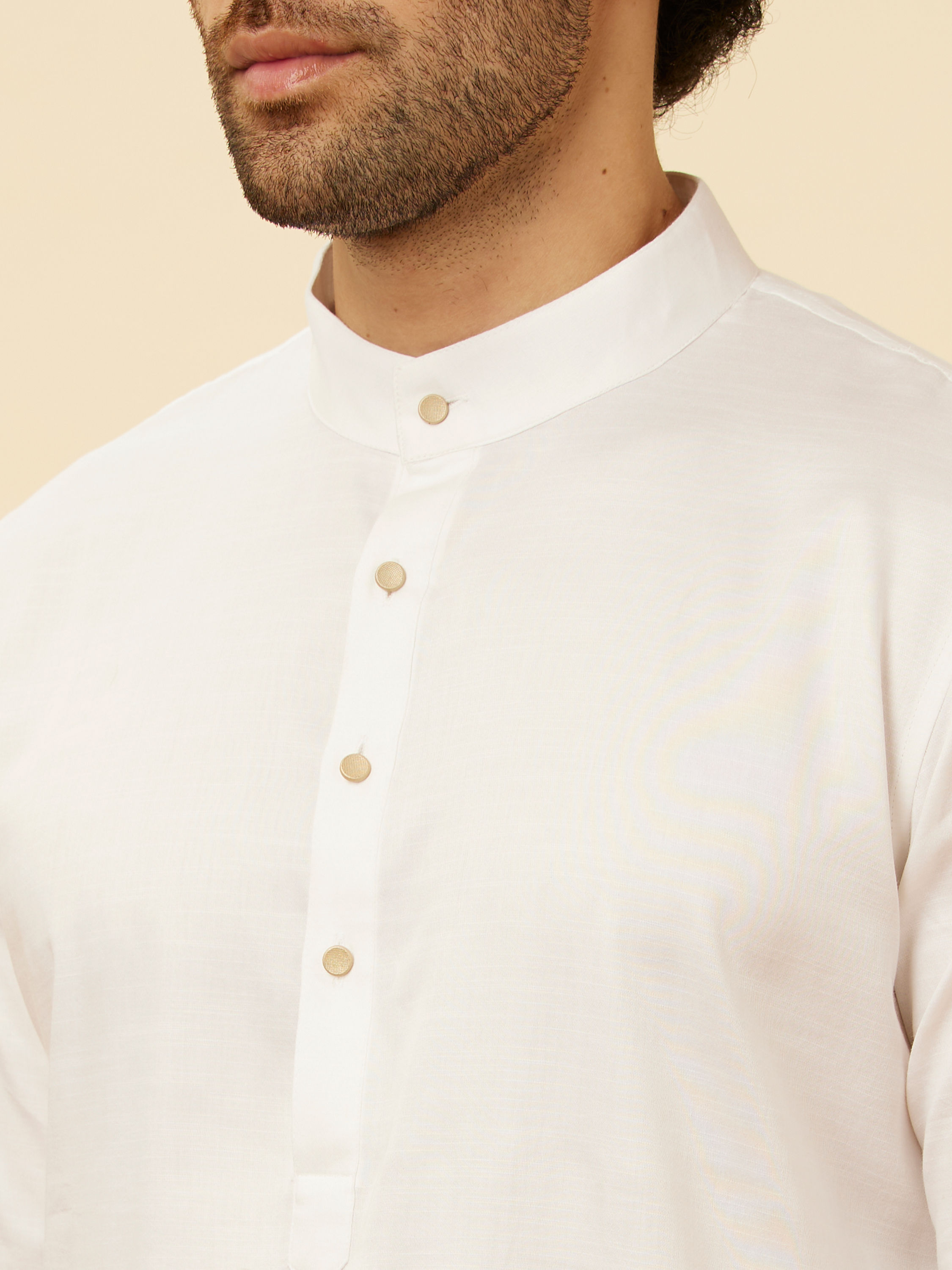 Manyavar Men Soft Cream Classic Bandhgala Kurta Set