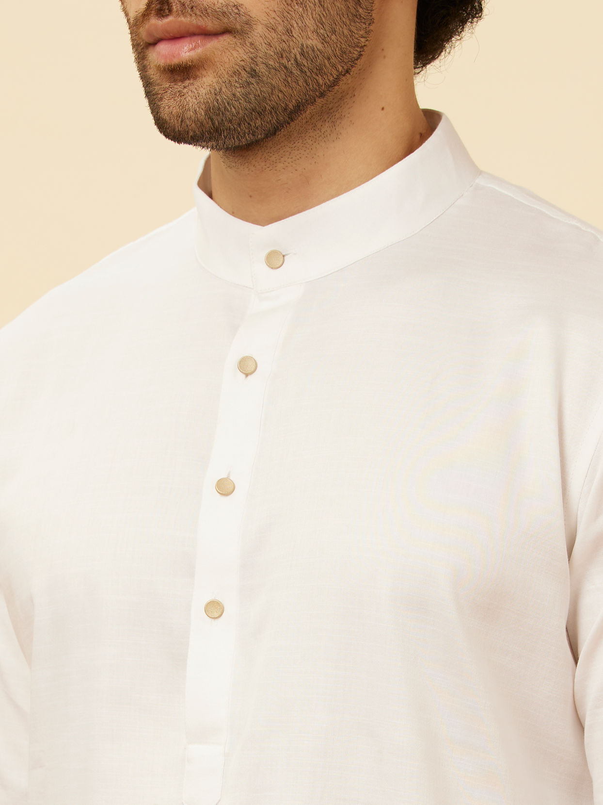 alt message - Manyavar Men Soft Cream Classic Bandhgala Kurta Set image number 1