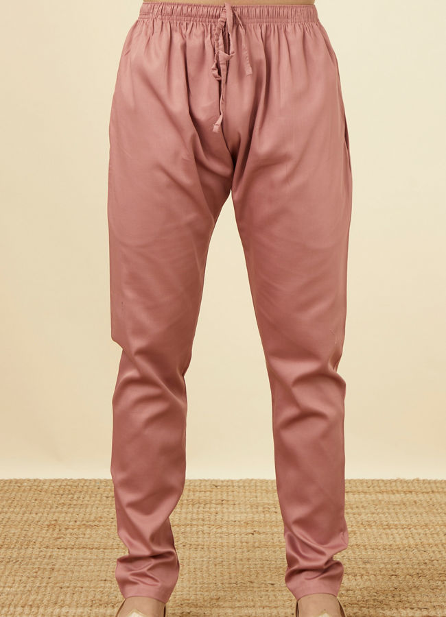 Manyavar Men Coral Pink Kurta Set