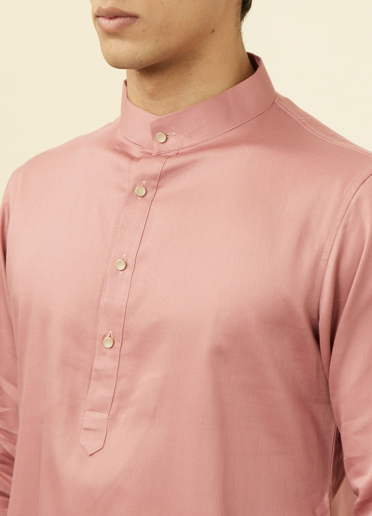 Manyavar Men Coral Pink Kurta Set