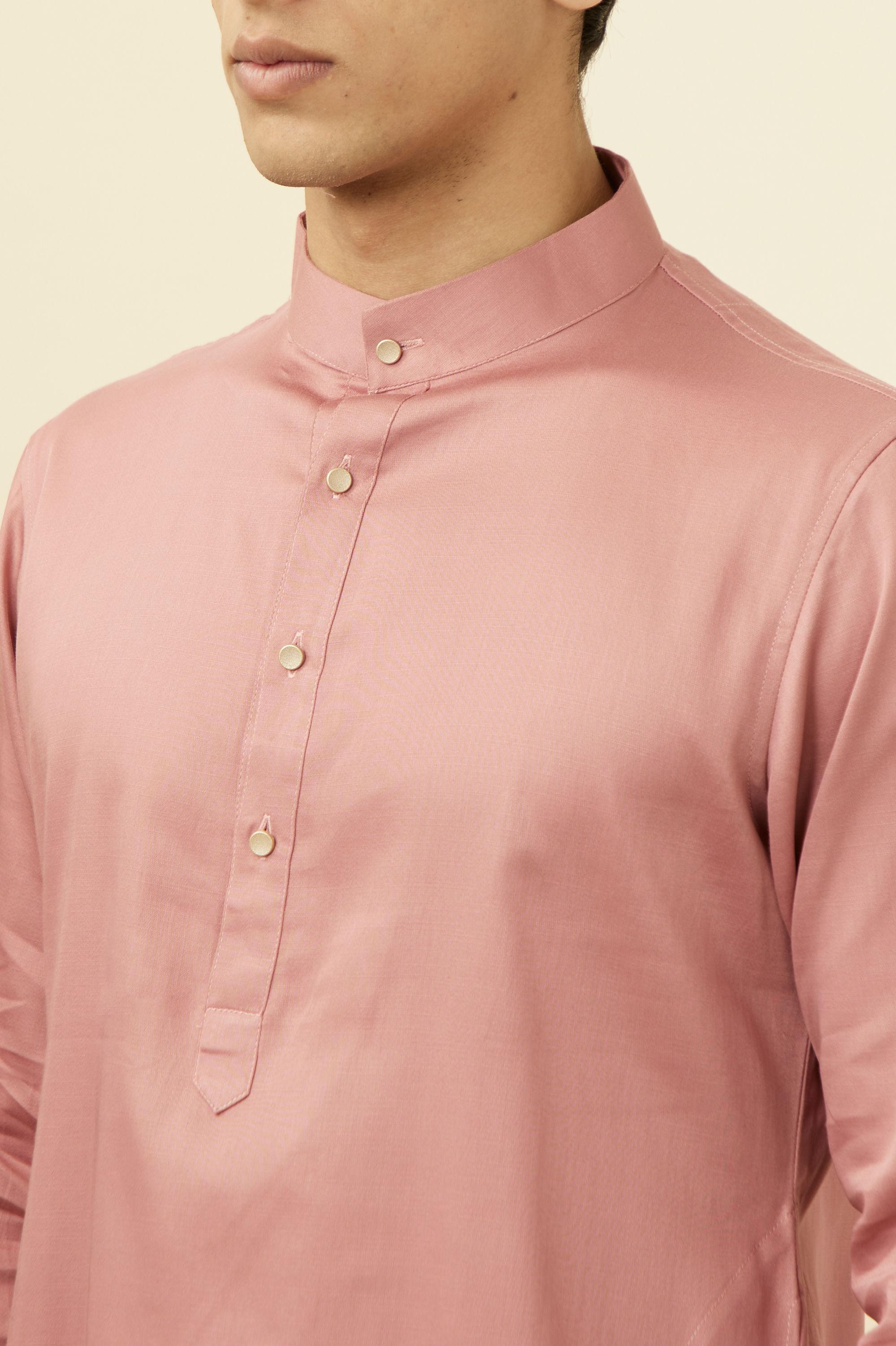 Manyavar Men Coral Pink Kurta Set