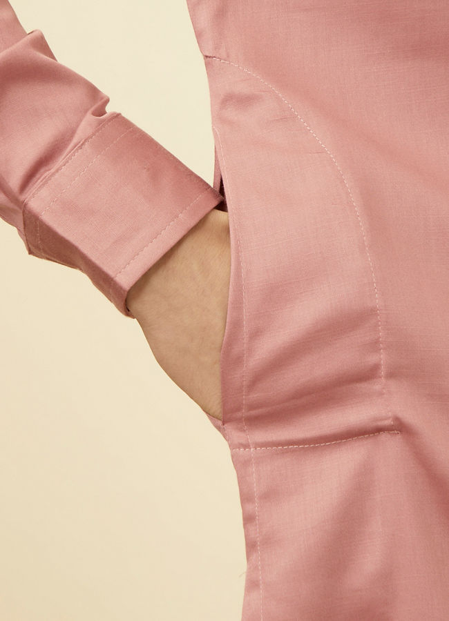 Manyavar Men Coral Pink Kurta Set