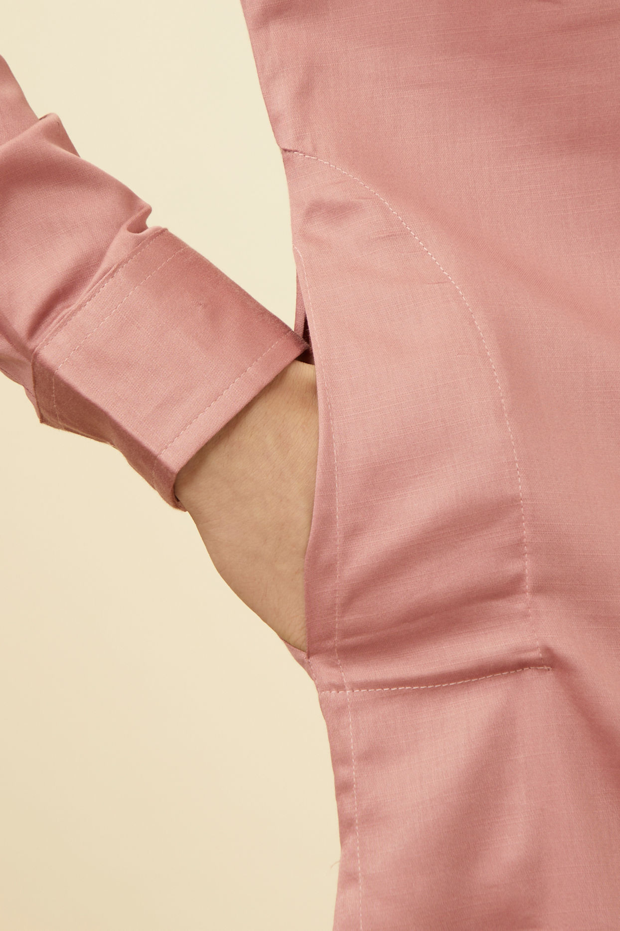 Manyavar Men Coral Pink Kurta Set
