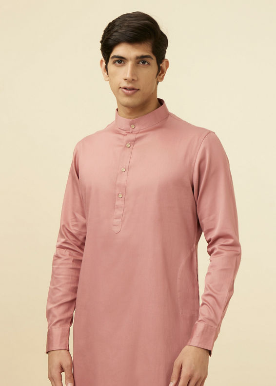 Manyavar Men Coral Pink Kurta Set