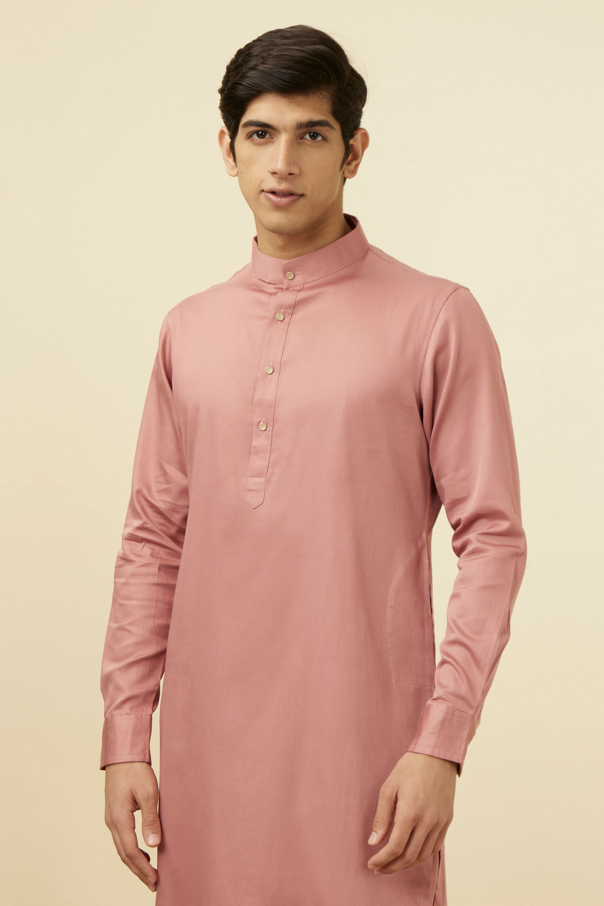 Manyavar Men Coral Pink Kurta Set