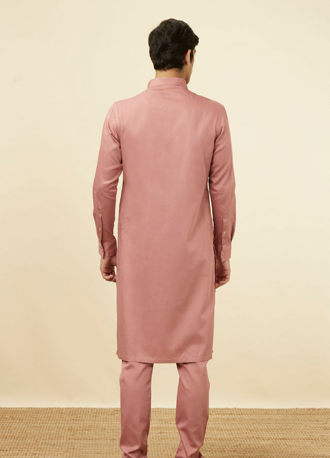 alt message - Manyavar Men Coral Pink Kurta Set image number 5