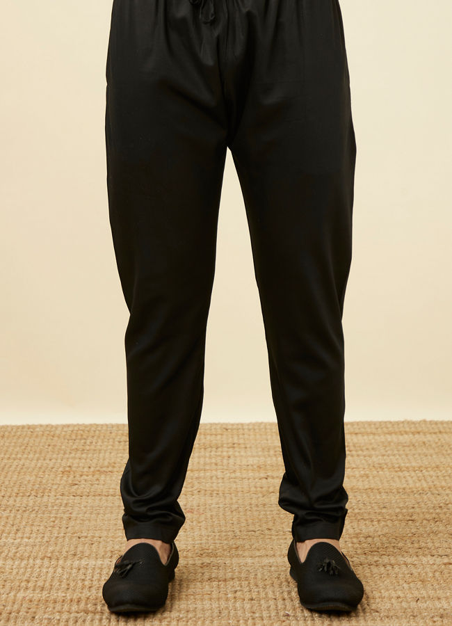 Manyavar Men Black Solid Kurta Set
