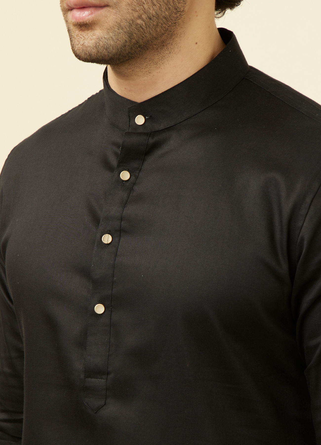 Manyavar Men Black Solid Kurta Set