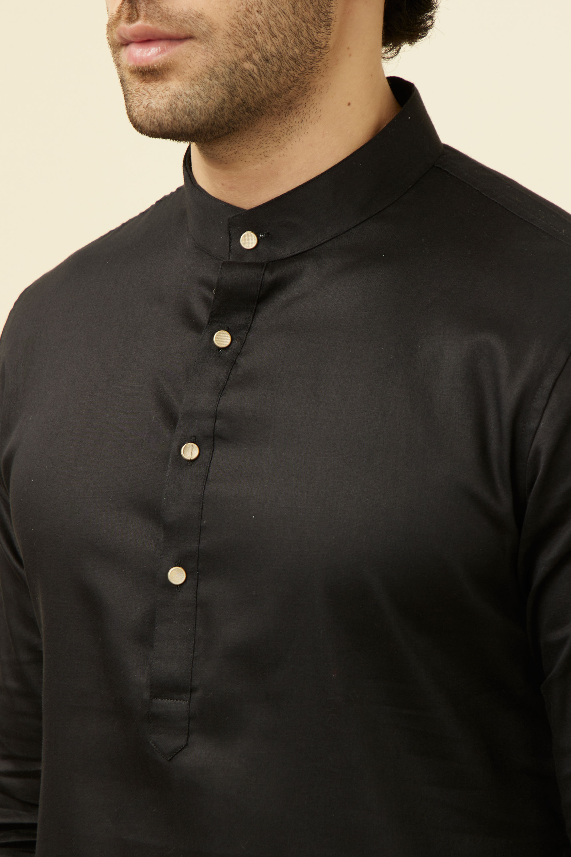 Manyavar Men Black Solid Kurta Set