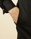 Manyavar Men Black Solid Kurta Set