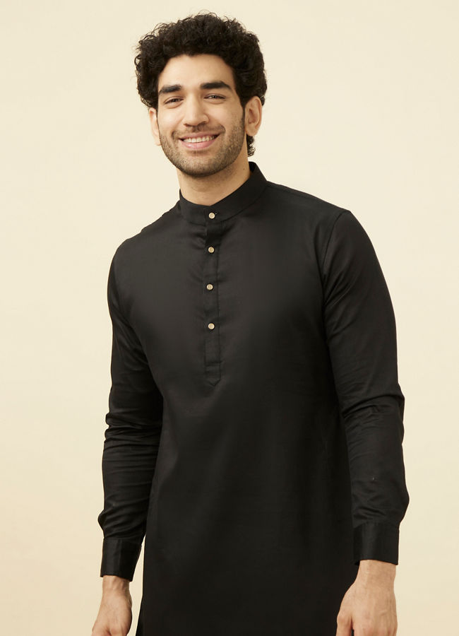 Black Solid Kurta Set image number 0