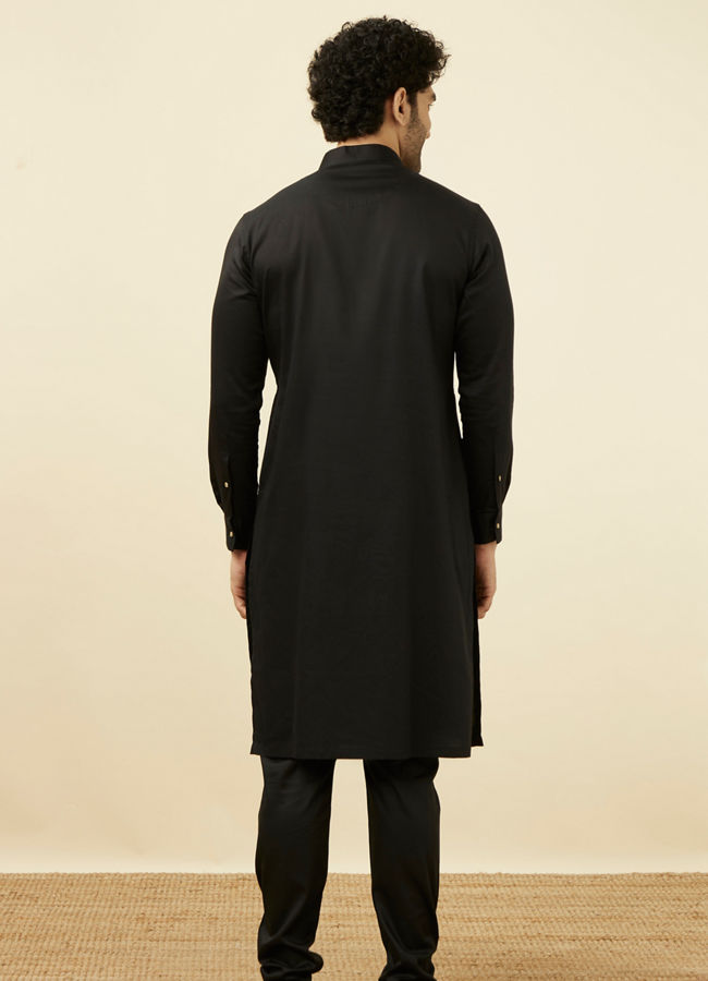 Black Solid Kurta Set image number 5