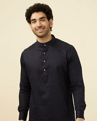 Manyavar Men Deep Blue Kurta Set