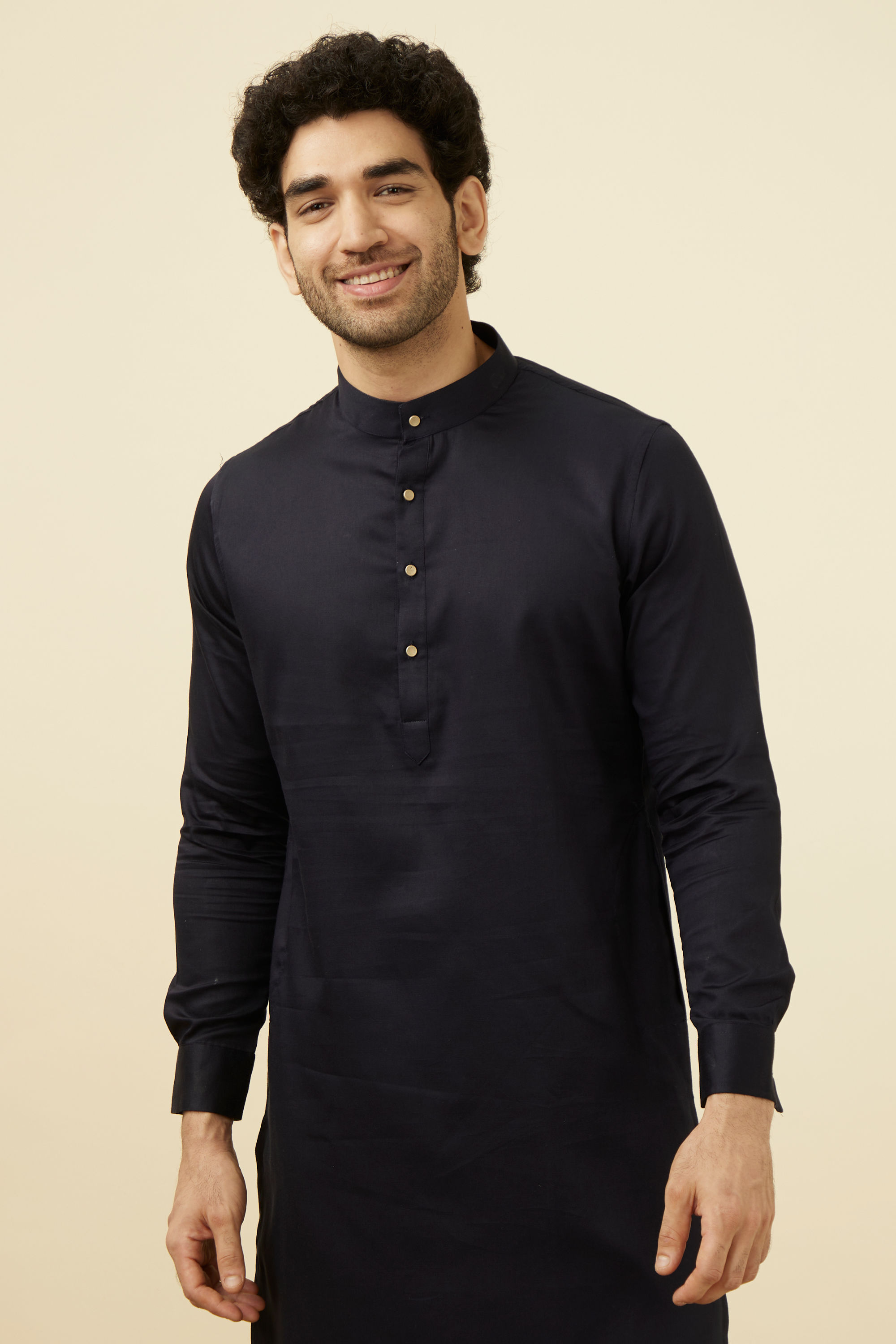 Manyavar Men Deep Blue Kurta Set