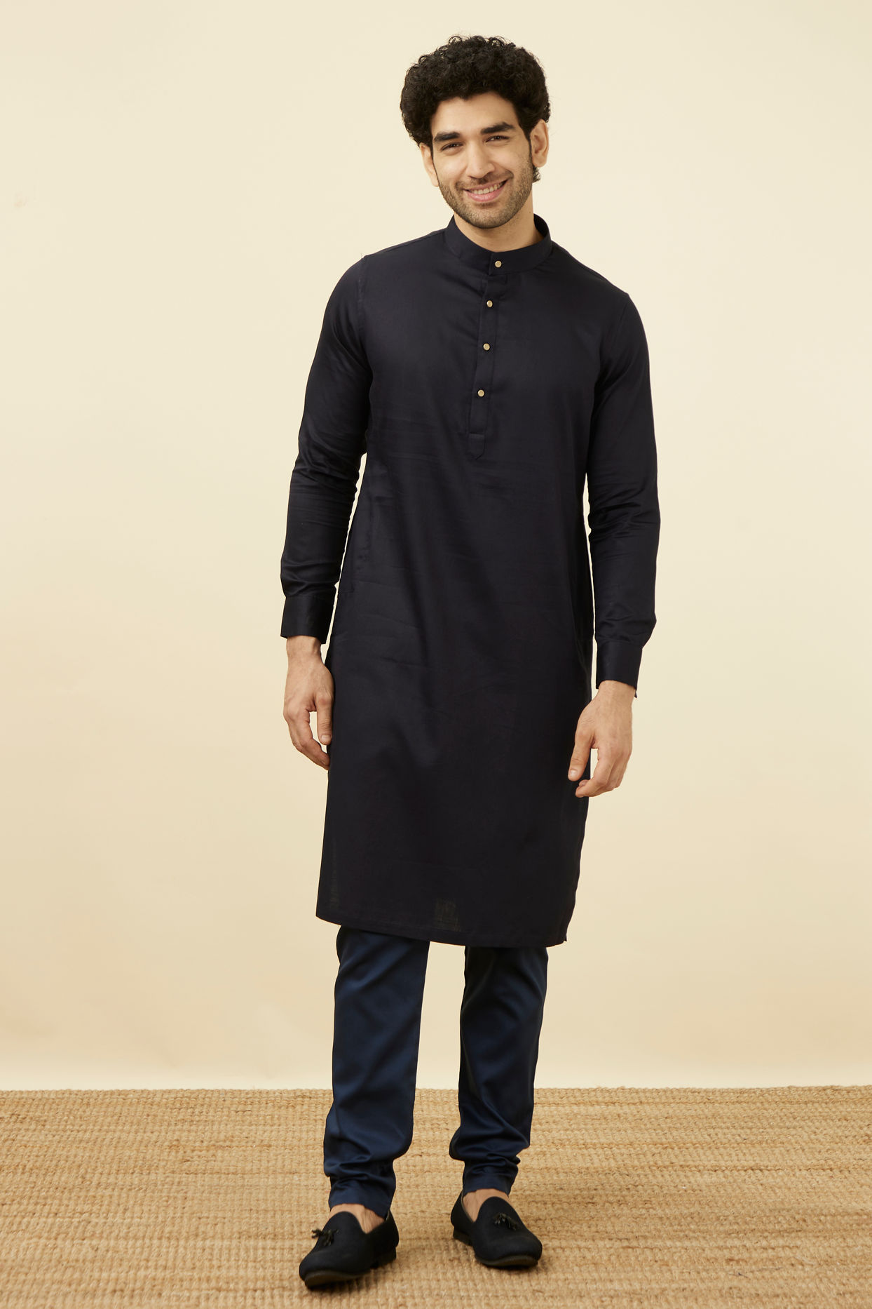 Manyavar Men Deep Blue Kurta Set
