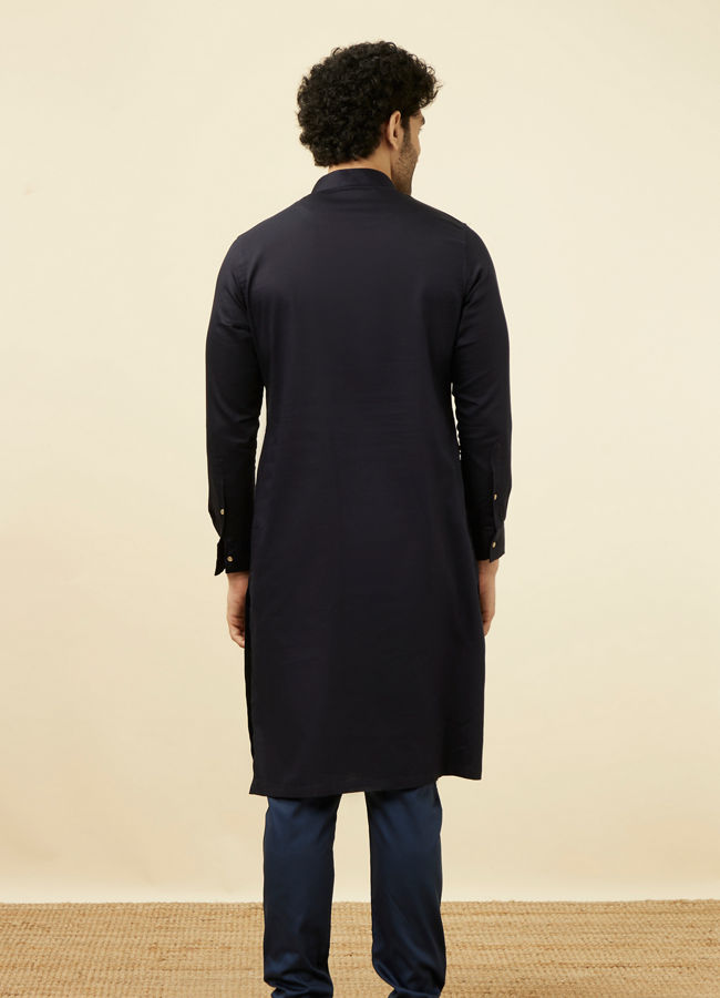 Manyavar Men Deep Blue Kurta Set
