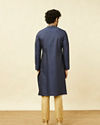 Manyavar Men Royal Blue Drop Patterned Kurta Set