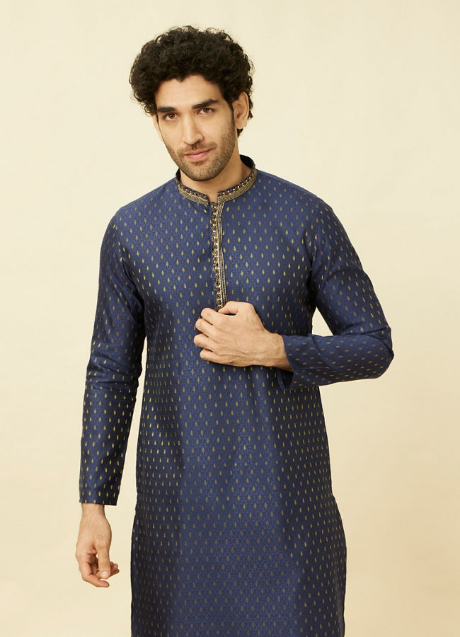 Buy Royal Blue Drop Patterned Kurta Set Online in India @Manyavar ...