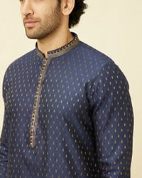 Manyavar Men Royal Blue Drop Patterned Kurta Set