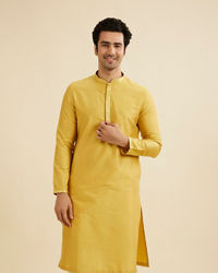 Manyavar Men Golden Plain Kurta Set