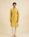 Manyavar Men Golden Plain Kurta Set